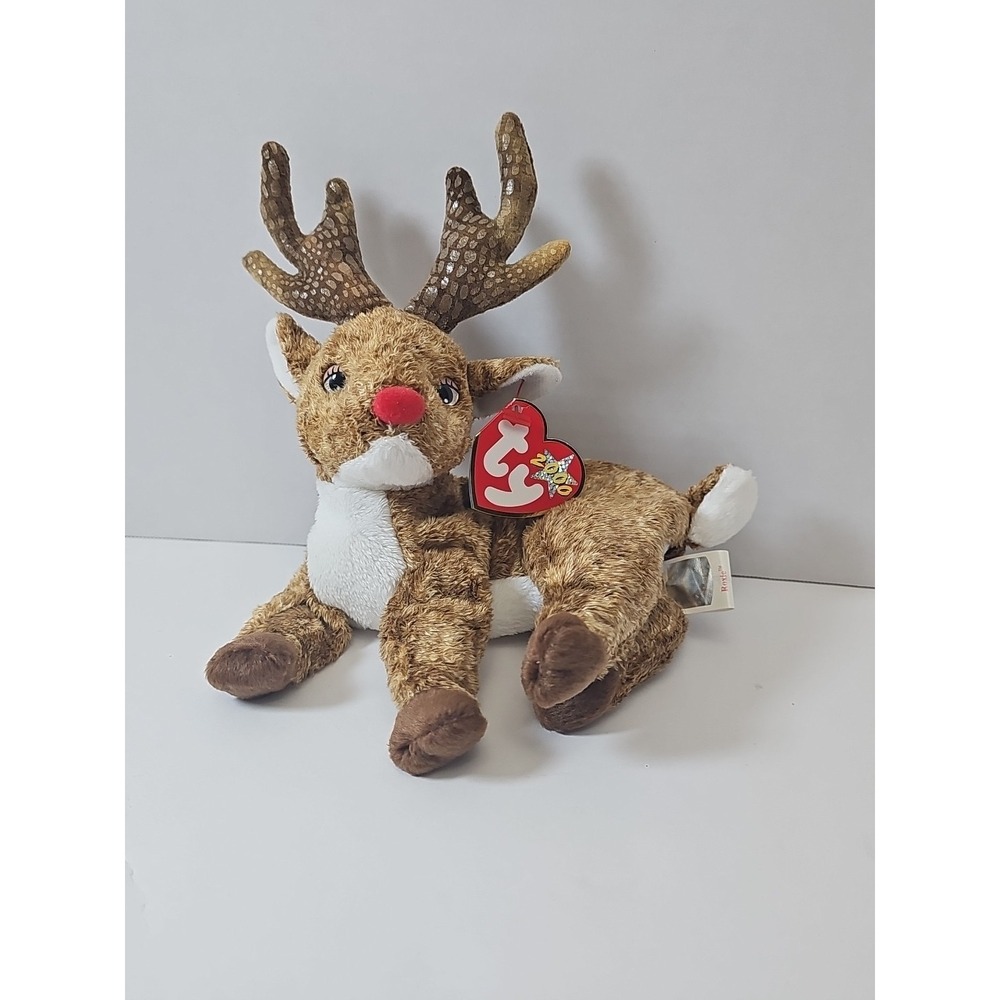 TY Beanie Baby - ROXIE the Reindeer (Red‎ Nose) MWMT's Stuffed Animal